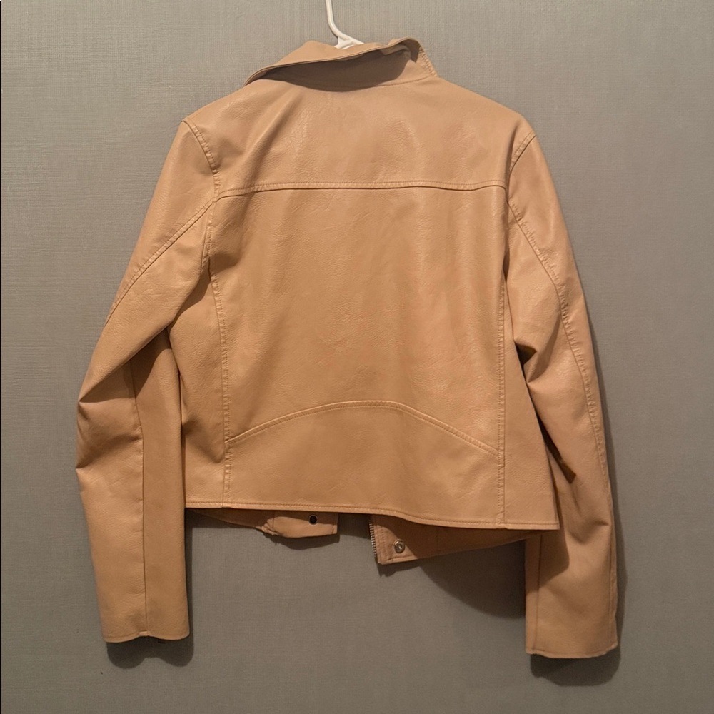 NWT Anthropologie Tan The Saige Faux-Leather Moto Jacket Size Medium - Picture 4 of 5